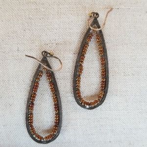 Bronze Beaded Teardrop Earrings